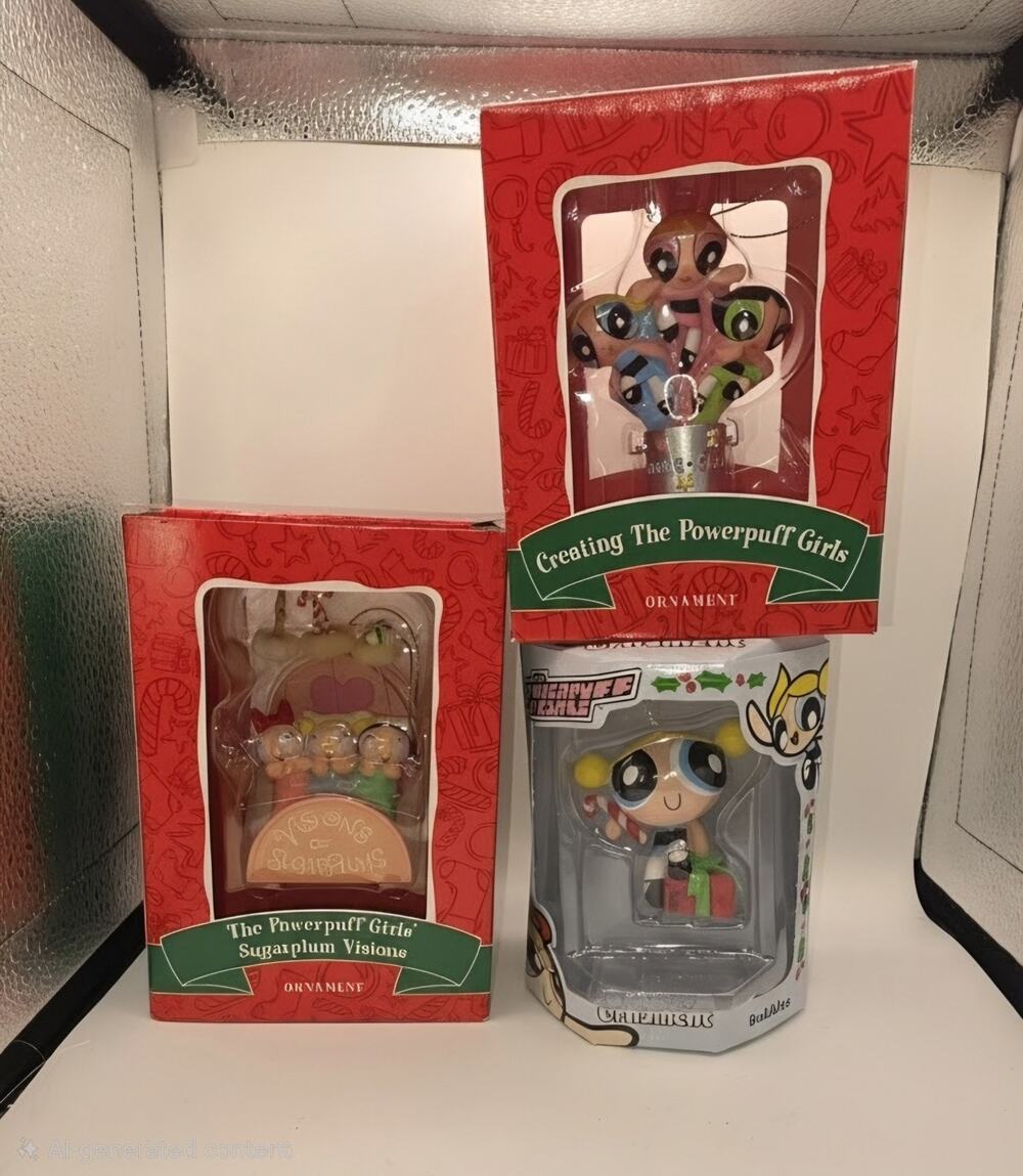 Powerpuff Girls Christmas Ornament Lot 3 Vintage 2000 Cartoon Network Y2K NIB